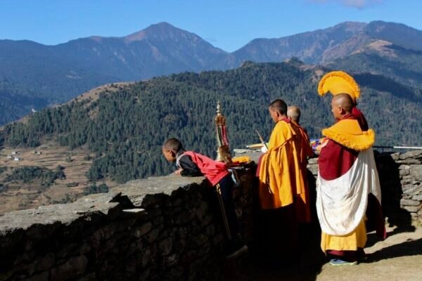 Chiwang monks with hats